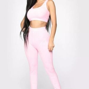 Fashion Nova - Pink Two Piece Lounge Set Medium .